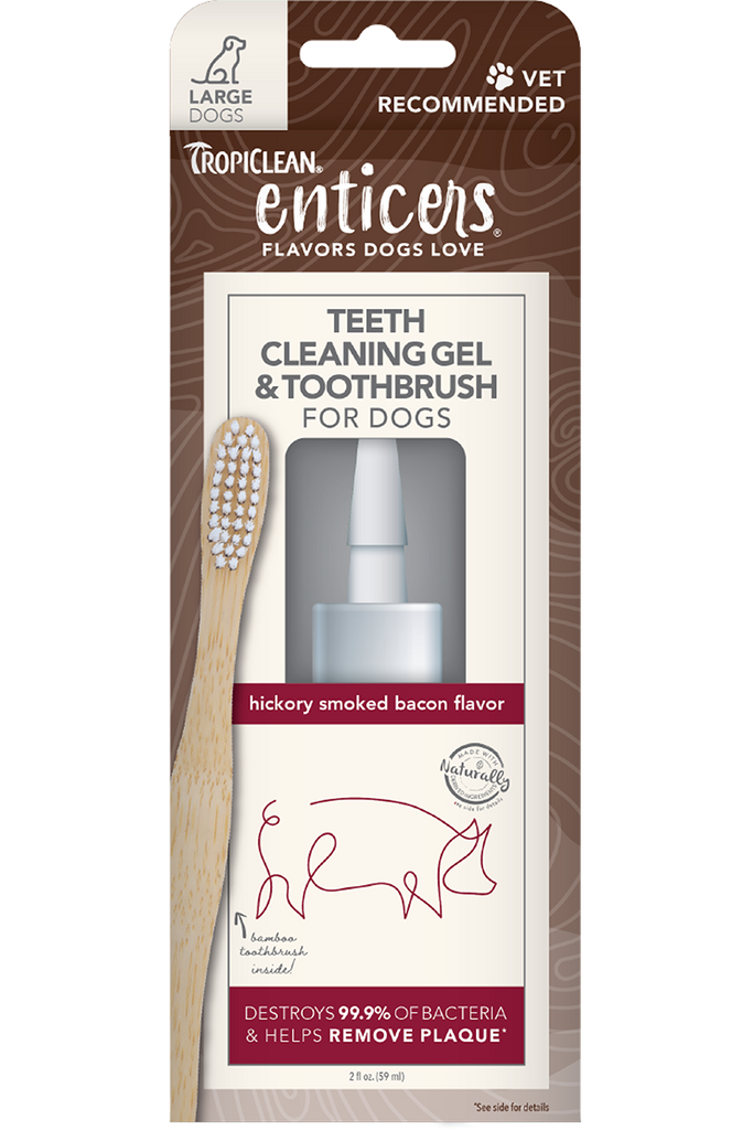 TropiClean Enticers Teeth Cleaning Gel & Toothbrush - Bacon Flavor